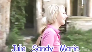 Sandy Knight And Nikki Sun Guzzle Jizz Outdoors