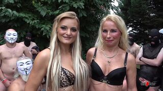 OUTDOOR CREAMPIE GANGBANG SESSION WITH 2 CUMSLUTS