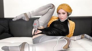 Robot Ballerina from Atomic Heart Fucks Pussy with Big Dildo & Anal Masturbates Vibrator