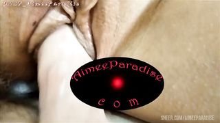 Aunt Aimee is in a lyrical mood today, she wrinkles her boobs for a long time, and then plays hard with both of her holes...