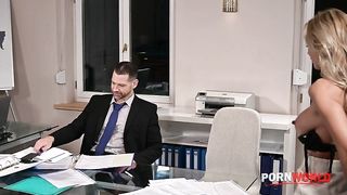 Sexually Frustrated Boss Shalina Devine Talks Employees Into Double Penetration Fuck GP2723