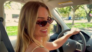 CRAZY BLONDE MILF DRIVER PICKS ME UP AND INHALES MY BALLS IN THE CAR
