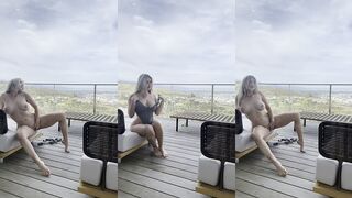 VOYEUR CAM CATCHES KAYLEY GUNNER STRIPPING OUTSIDE