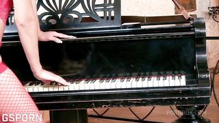 Sexy red lingerie and hot anal sex fucking a brunette girl