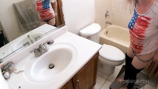 stepmom shares a shower with stepson and gets horny