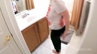 stepmom shares a shower with stepson and gets horny