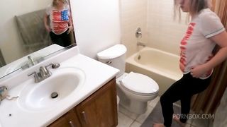 stepmom shares a shower with stepson and gets horny