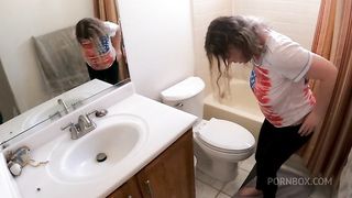 stepmom shares a shower with stepson and gets horny