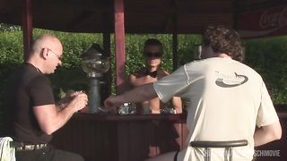 Is summer and sexy horny milf Myra got filled up all her holes by barman