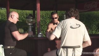 Is summer and sexy horny milf Myra got filled up all her holes by barman