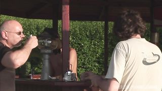 Is summer and sexy horny milf Myra got filled up all her holes by barman