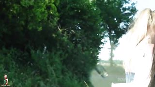 Three girls do strange things on the lake; fisting party