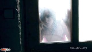 Gorgeous brunette gets groped by her friends then fucked in the ass by a big cock