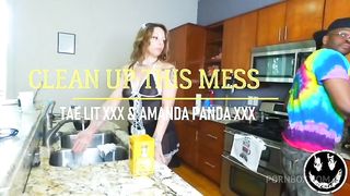 PAWG STEPMOM AMANDA PANDA CLEANS FOR HER BBC STEPSON