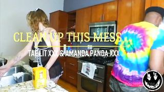 PAWG STEPMOM AMANDA PANDA CLEANS FOR HER BBC STEPSON