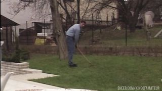 A threesome him, his wife and the gardener