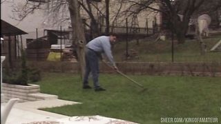 A threesome him, his wife and the gardener