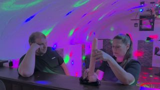 Pegging doggy with a huge dildo at the party