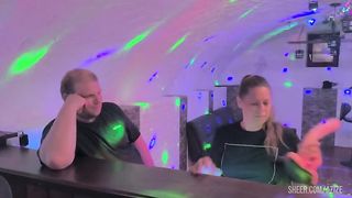 Pegging doggy with a huge dildo at the party