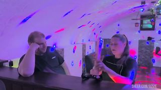 Pegging doggy with a huge dildo at the party