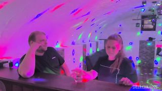 Pegging doggy with a huge dildo at the party