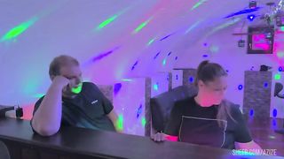 Pegging doggy with a huge dildo at the party