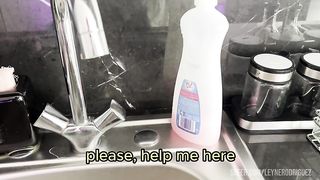 My Step mom stucks in couch and I fuck her ass. English subtitles