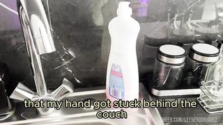 My Step mom stucks in couch and I fuck her ass. English subtitles