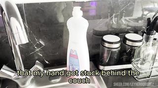 My Step mom stucks in couch and I fuck her ass. English subtitles