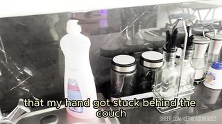 My Step mom stucks in couch and I fuck her ass. English subtitles