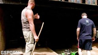 Hot asian milf fucked in anal threesome by garden boys