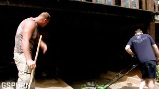 Hot asian milf fucked in anal threesome by garden boys