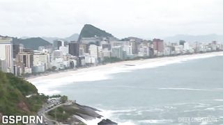 Sexy brazilian brunette milf has anal sex and dp in group