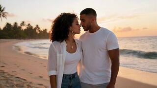 A BRUNETTE WITH BIG TITS GETS FUCKED ON THE BEACH (AI-GENERATED VIDEO).