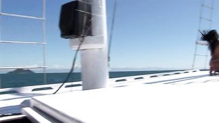 Sexy mulatto double-fucked on the boat
