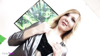 Blonde Julie gets cum inside her ass!