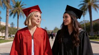 GRADUATION DAY! A SEXY BLONDE HAS JUST GRADUATED FROM COLLEGE AND AS A GIFT SHE WANTS HER PARTNER S BIG PENIS AND FOR HIM TO CUM INSIDE HER. (AI-GENERATED VIDEO)