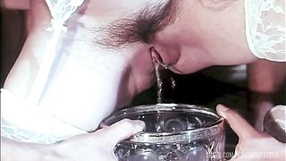 Vintage scenes with Rocco Siffredi and Cicciolina in an orgy where she make drink her piss