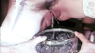 Vintage scenes with Rocco Siffredi and Cicciolina in an orgy where she make drink her piss