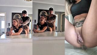 INTENSE FUCKING IN FRONT OF THE MIRROR ENDS WITH JETS OF SEMEN AND SQUIRT AT THE END.