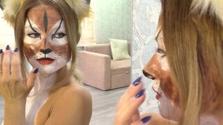 COSPLAY AND BODYART OF SEXY PUMA, PASSIONATE SEX AND BLOWJOB!
