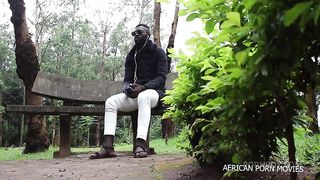 POV. threesome fuck organized under the woods without a future as if to say goodbye to these friends gets off in an unforgettable way with big thick black cocks on a pretty girl publicly on african po