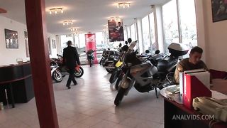 sexy blonde girl banged by two hunks