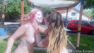LESBIAN CLOWN BECOMES MY PISS RECEPTACLE! CHLOE KREAMS, APRICOT PITTS