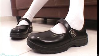 The little school babe wanted sex for a long time and could not wait for her neighbor until he came, but then he came in and fucked her hard
