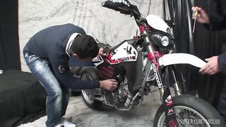 Two guys in the garage waited until their girlfriends came back and fucked them