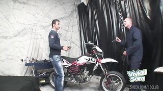 Two guys in the garage waited until their girlfriends came back and fucked them