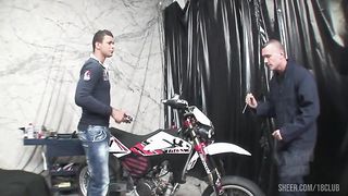 Two guys in the garage waited until their girlfriends came back and fucked them