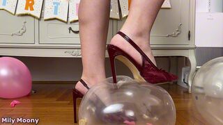 POPPING MY BIRTHDAY BALLOONS WITH HEELS
