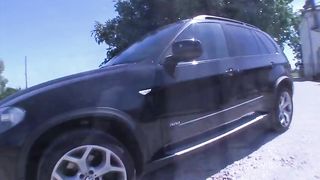 Lucky Italian Delivery Driver Gets A Double Load Of Interracial Tranny Jizz